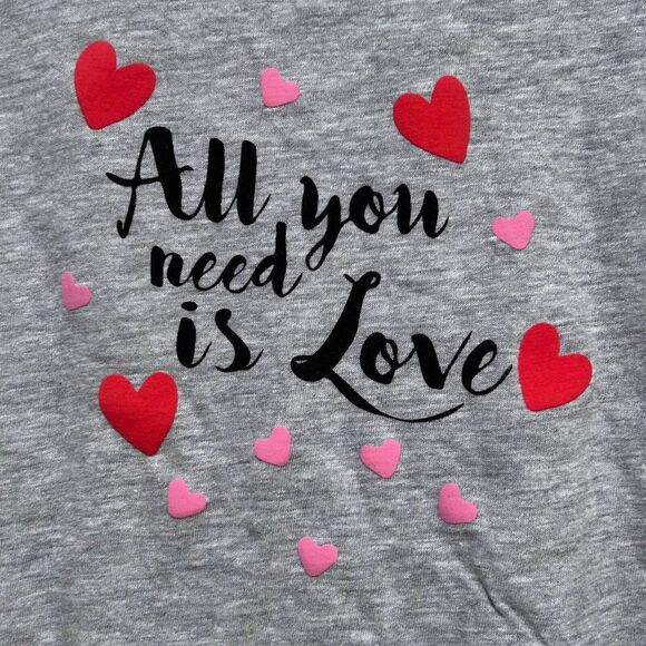 New Girls Size 4T "All You Need Is Love" Shirt Dot & Zazz Valentine's Day Gray - Picture 3 of 8